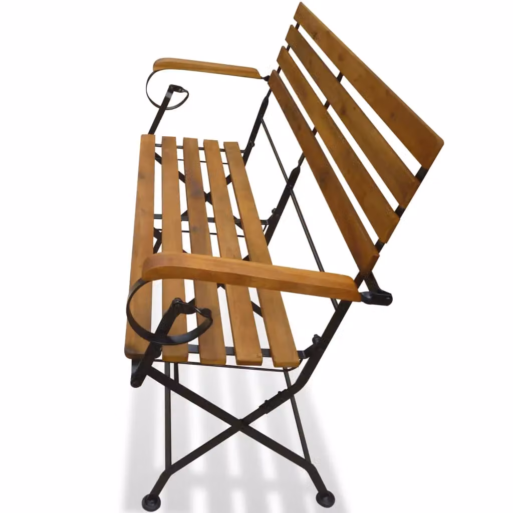 Berkfield Home Folding Garden Bench in Brown Solid Acacia Wood, Width: 112 cm – 2