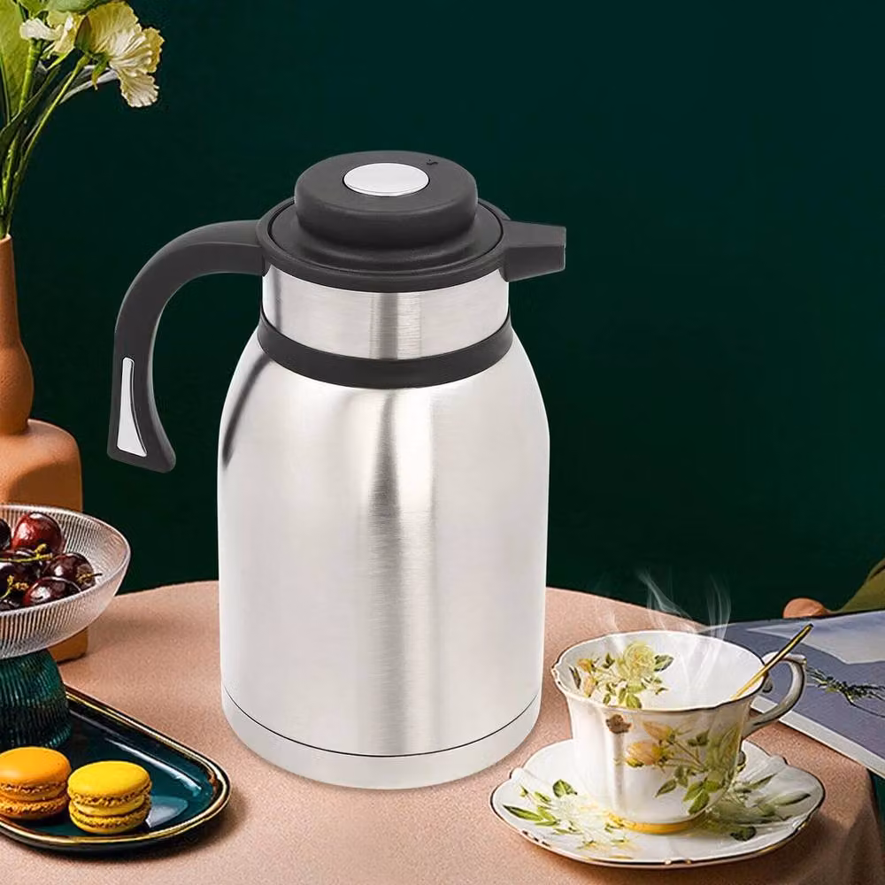 FLAVORA Stainless Steel Insulated Vacuum Jug Thermos Flask in Silver – 6