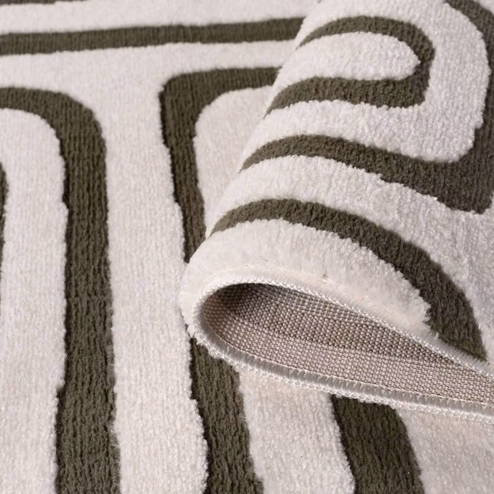 THE RUGS Loft Curved Line Living Room Area Rug, Olive Green, W: 290 cm, D: 200 cm – 5