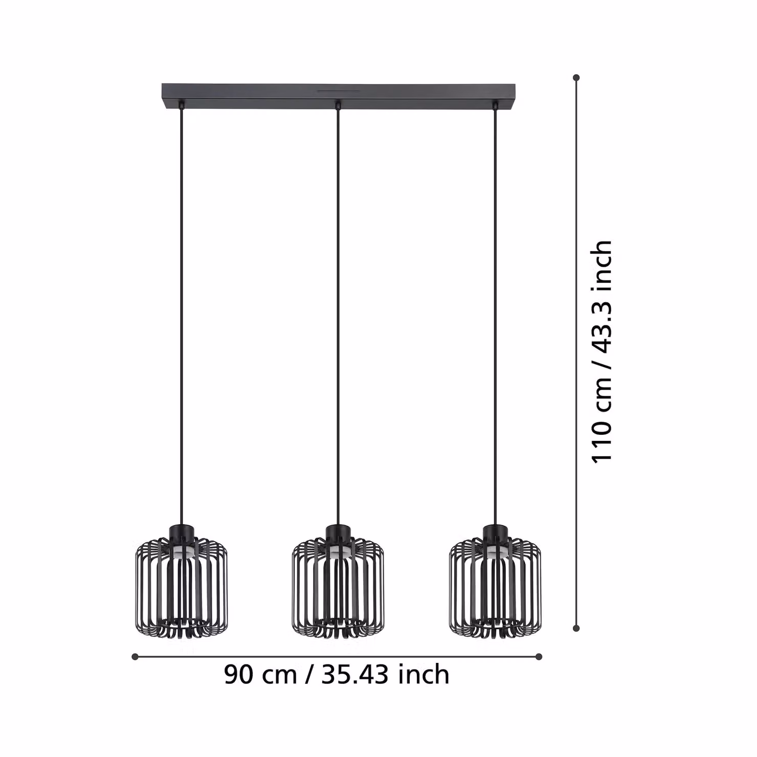 Eglo Ginestrone-Z Black Steel RGB 3 Light LED Pendant Light – 3