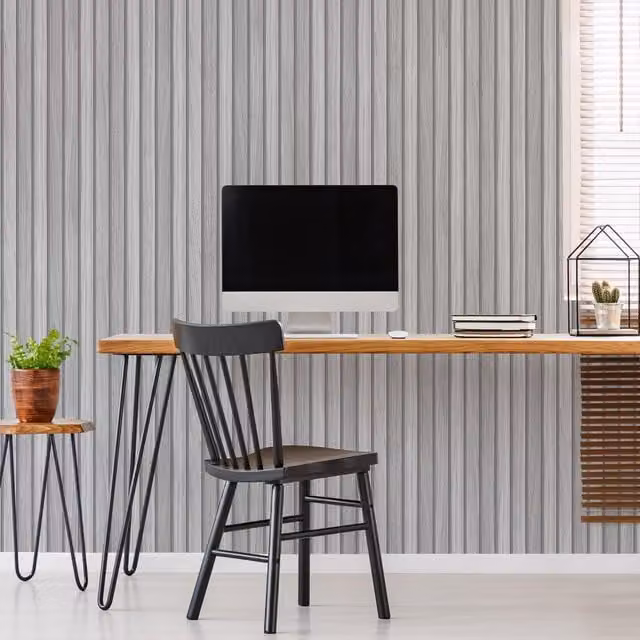 Fresco Grey Wood Look Striped Abstract Wallpaper, Width: 52 cm