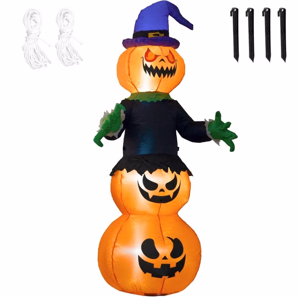 Marco Paul 6ft Orange Inflatable Halloween Pumpkin Stack Outdoor Decoration – 2