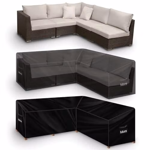 Futura V Shaped Waterproof Garden Furniture Cover in Black, W/D/H: 215 x 215 x 80 cm