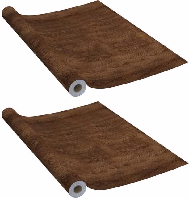 Berkfield Home Self-adhesive Furniture Film, 2 Pack, Dark Oak Brown, W: 500 cm, H: 90 cm