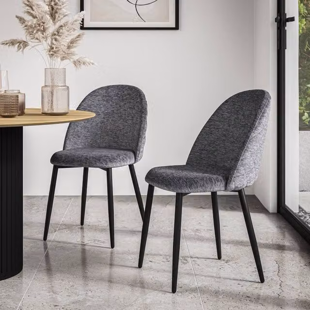 More4Homes Raye Grey Velvet Upholstered Dining Chairs Set of 6 – 1