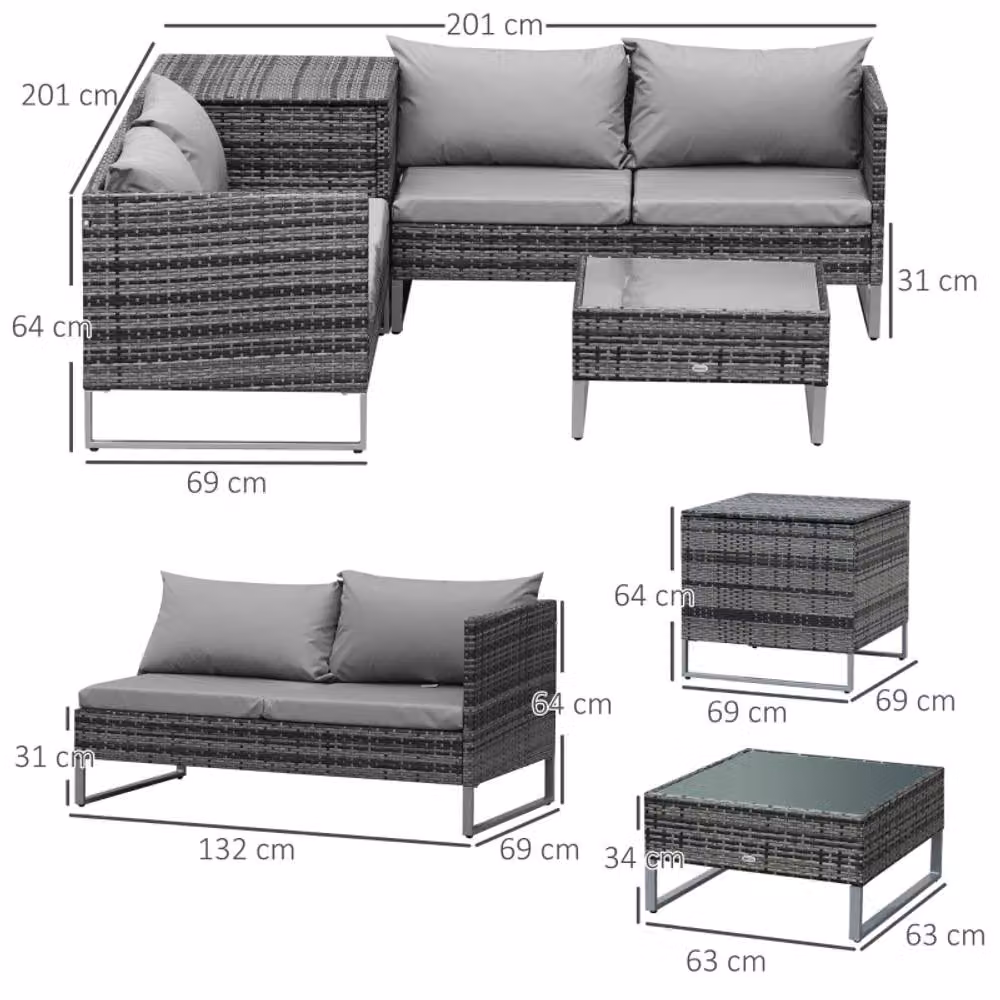 STILVORA 4-Seater Modern Sofa in Grey with Storage – 3