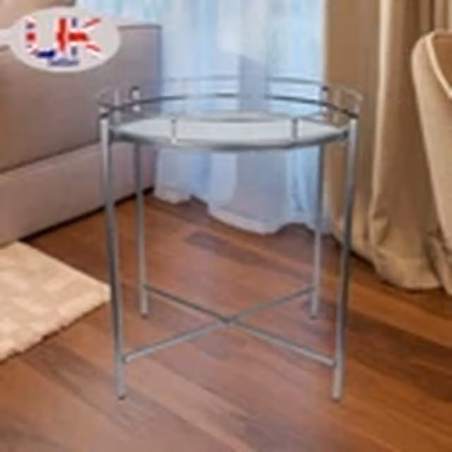Havendro Silver Metal and Glass Round Side Table – 1