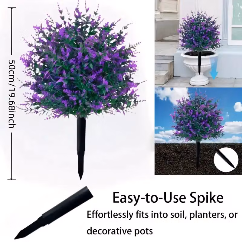 Dyzi Artificial Lavender Topiary Flowers with Spike in Purple – 4
