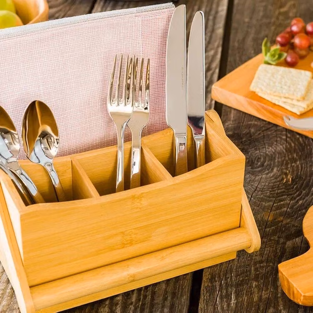 Kelvenix Brown Bamboo 4 Compartment Cutlery Tray – 2
