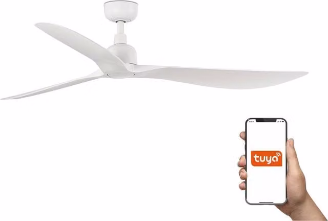 Netlighting Outwood Large 3 Blade Ceiling Fan in Matt White with Tuya Smart System – 1
