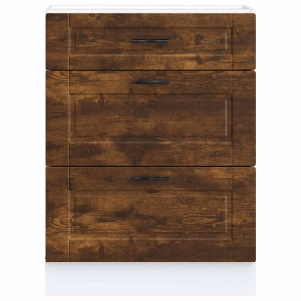 Berkfield Home Porto Smoked Oak Kitchen Base Cabinet in Brown – 3