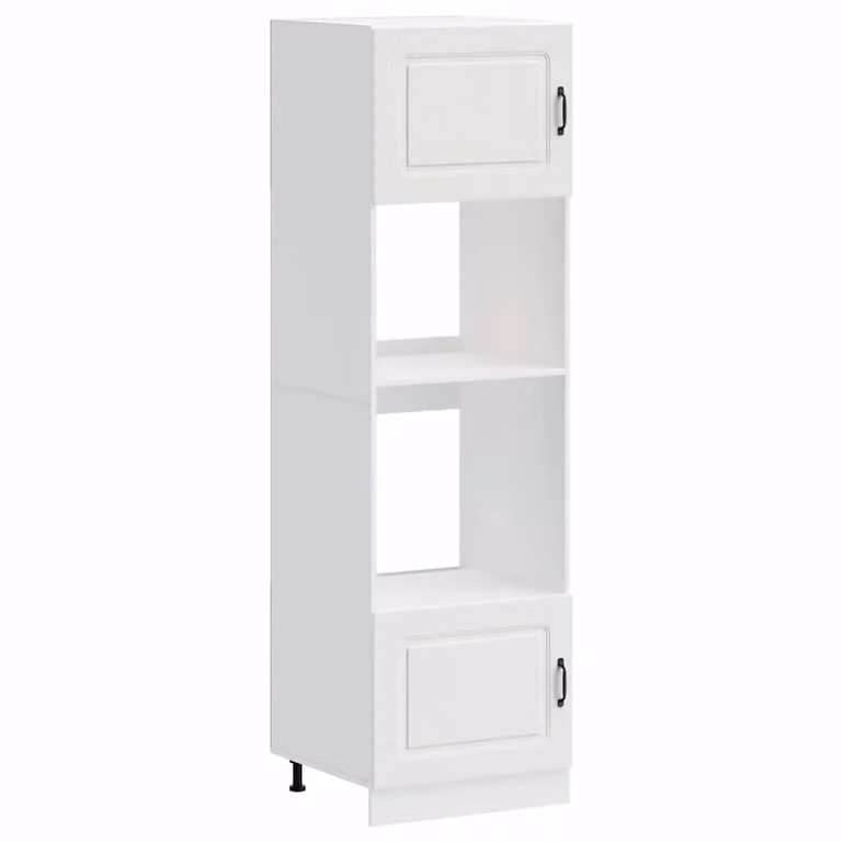 Berkfield Home Set of 2 White Matt Engineered Wood Freestanding Oven Appliance Housing Units with Hinged Doors and Internal Shelves