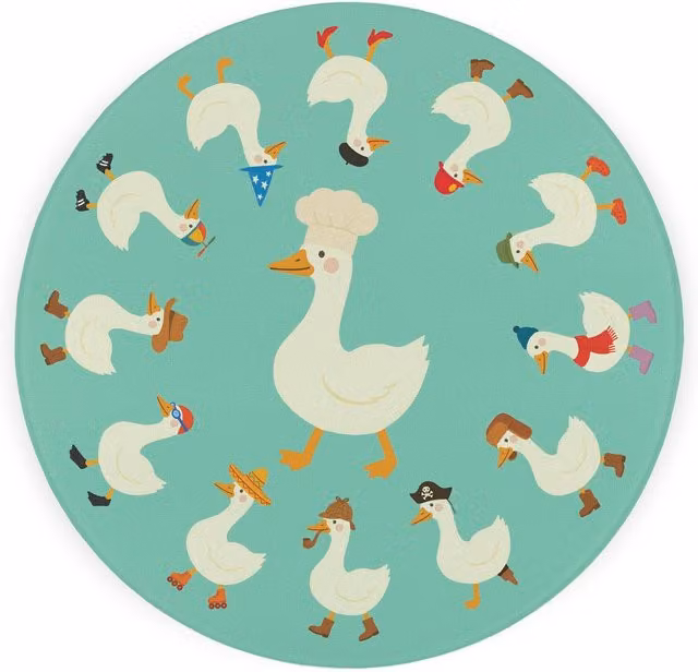 Purely Home Silly Goose Round Textured Glass Worktop Protector and Chopping Board in Multicolour