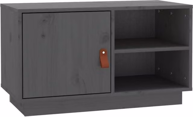 Berkfield Home Grey Rustic Solid Wood Pine TV Cabinet W/D/H: 70 x 34 x 40 cm