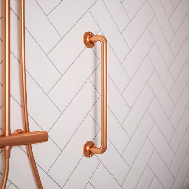 Rothley Polished Copper Grab Rail, Length: 45.7 cm