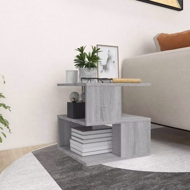 Berkfield Home Sonoma Grey Square Side Table, W/D/H: 40 x 40 x 40 cm