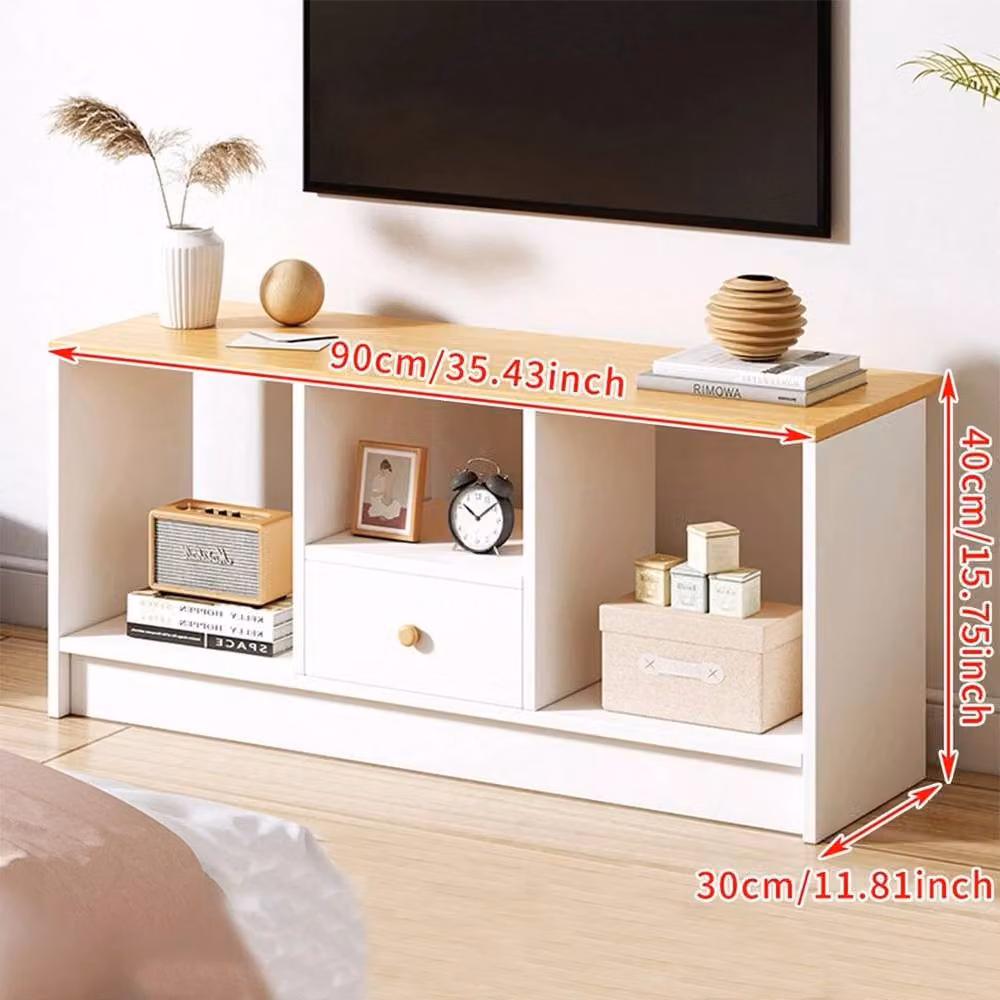EONLION White Wooden TV Stand Media Console Storage Shelf – 2