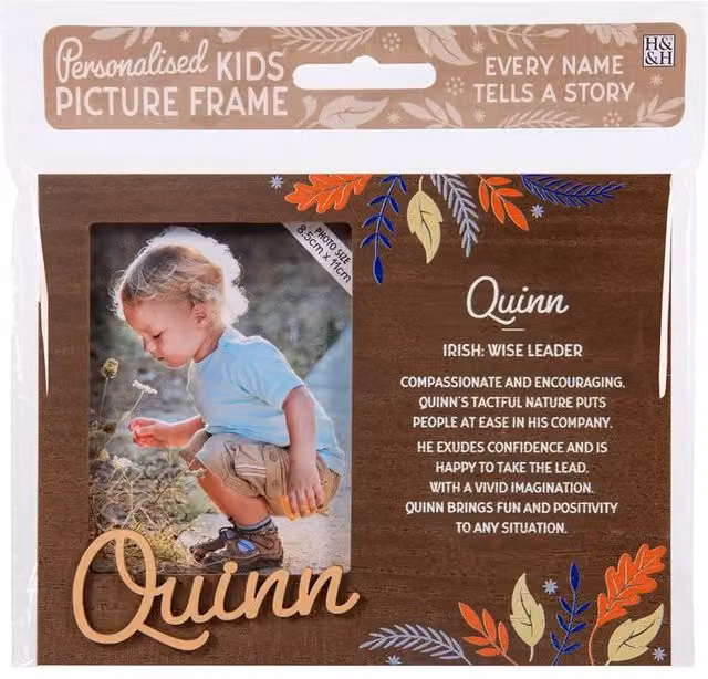 History & Heraldry Quinn Pre-personalised Child's Picture Frame, Brown, W: 11 cm, H: 8.5 cm – 3