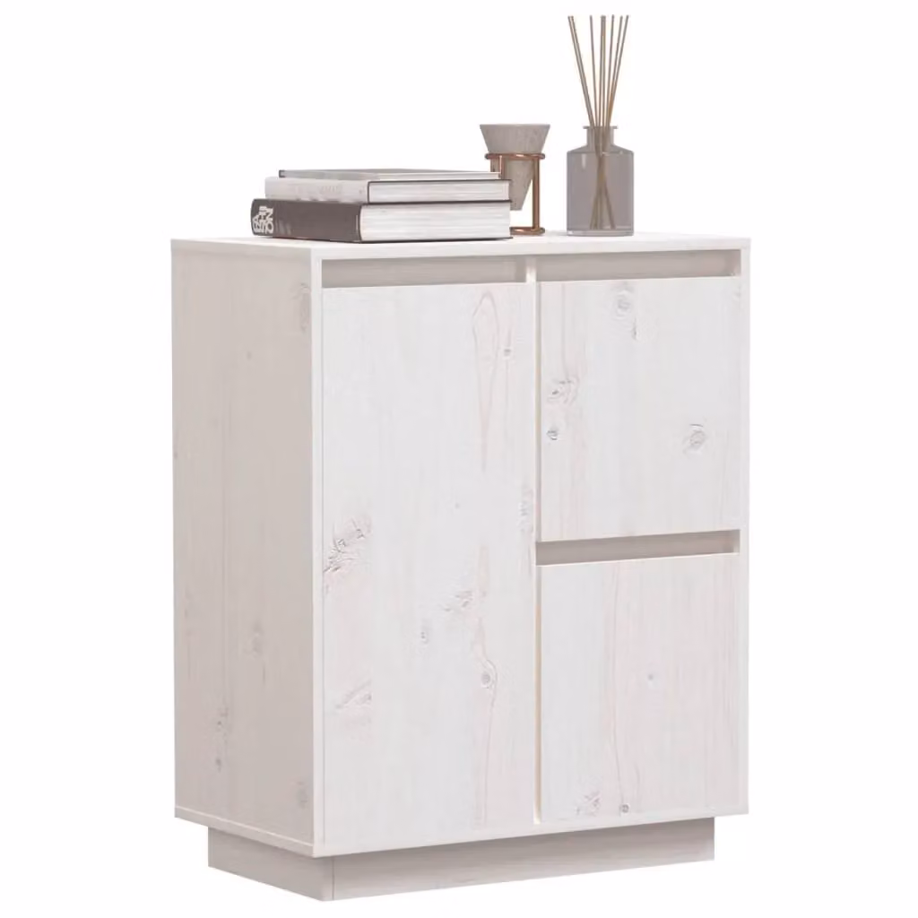 Berkfield Home White Solid Wood Pine Sideboard W/D/H: 60 x 34 x 75 cm – 2