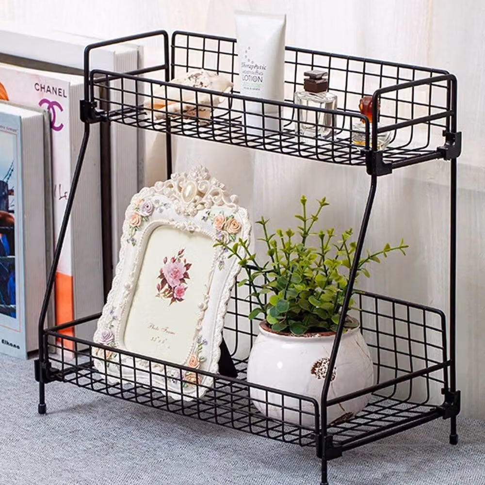 Kelvenix 2 Tier Metal Kitchen Spice Rack and Cosmetic Shelf, Black, W/D/H: 31.5 x 30.0 x 16.0 cm – 2