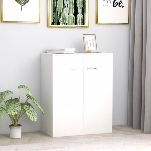 Berkfield Home White Minimalist Sideboard in MDF, W/D/H: 60 x 30 x 75 cm