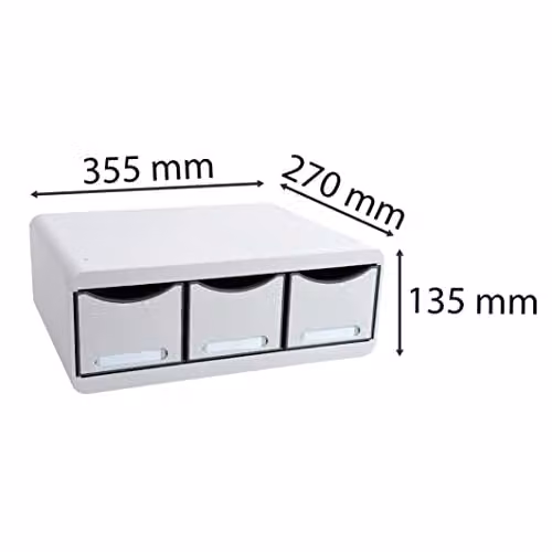 Exacompta Office Toolbox Maxi 3-Drawer Storage Organiser in Light Grey, W/D/H: 27.0 x 35.5 x 13.5 cm – 2