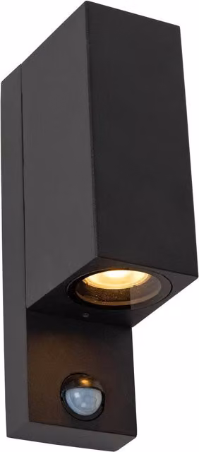 Netlighting Lucide Zaro Black Aluminium Outdoor Wall Spotlight with Motion and Dusk Sensors, IP65, 2x GU10 – 4