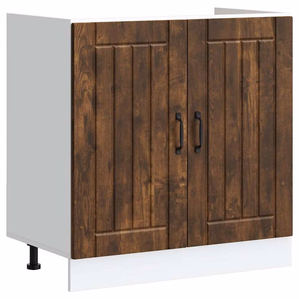 Berkfield Home Lucca Smoked Oak Sink Base Cabinet, Brown, W/D/H: 81.5 x 46 x 46 cm – 2