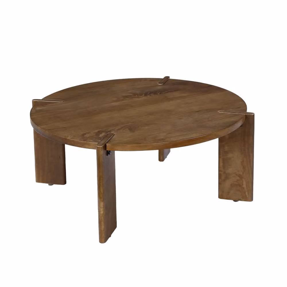 sweeek Exotic Round Solid Wood Coffee Table in Dark Brown – 2