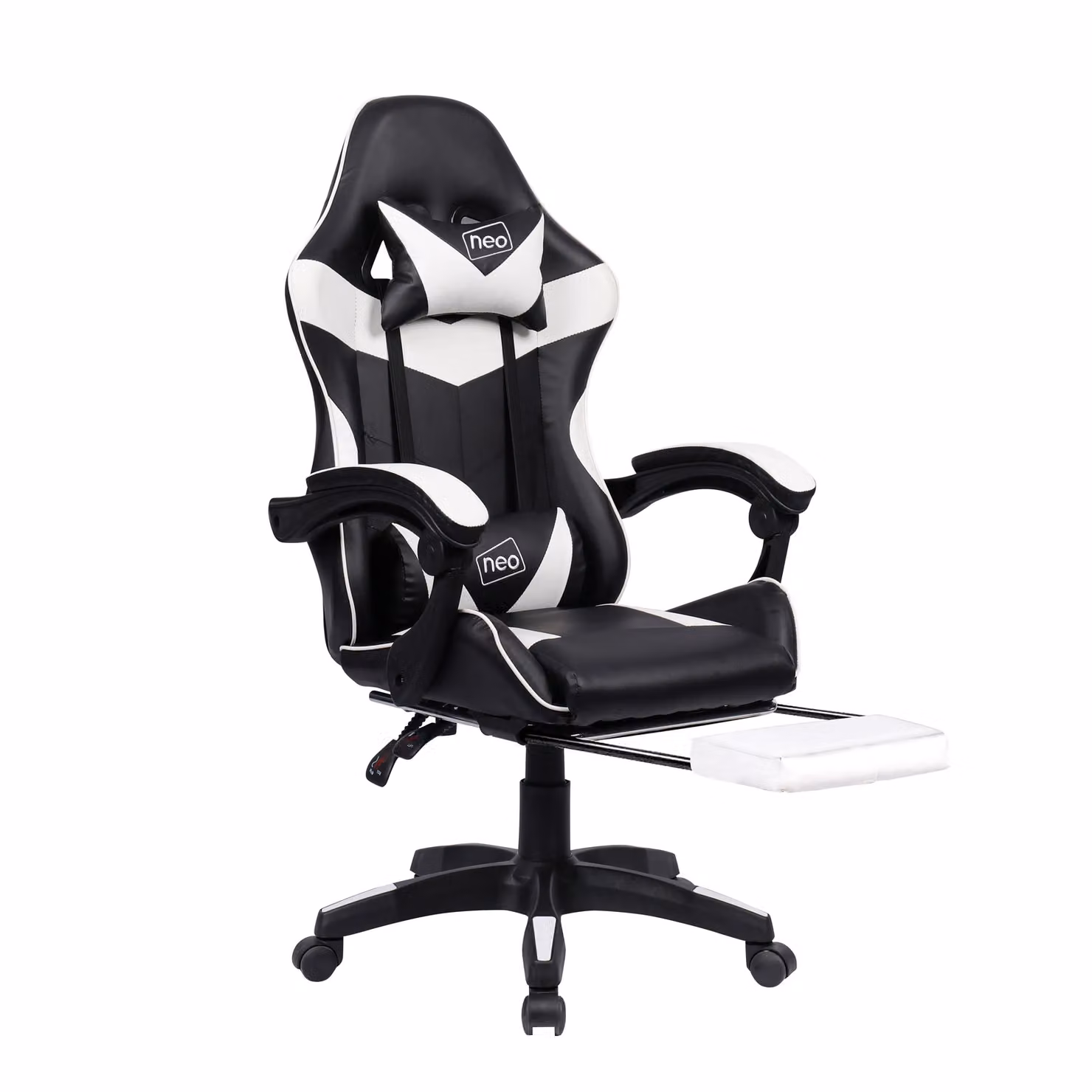Neo Synthetic Leather Gaming Chair with Footrest and Headrest in White – 4
