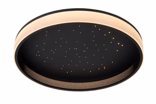 Lucide Estreja Dimmable LED Flush Ceiling Light, Black, Diameter: 40 cm