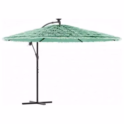 vidaXL Garden Parasol with Steel Pole and Polyester Canopy, Green, W: 290 cm, D: 290 cm, H: 238 cm