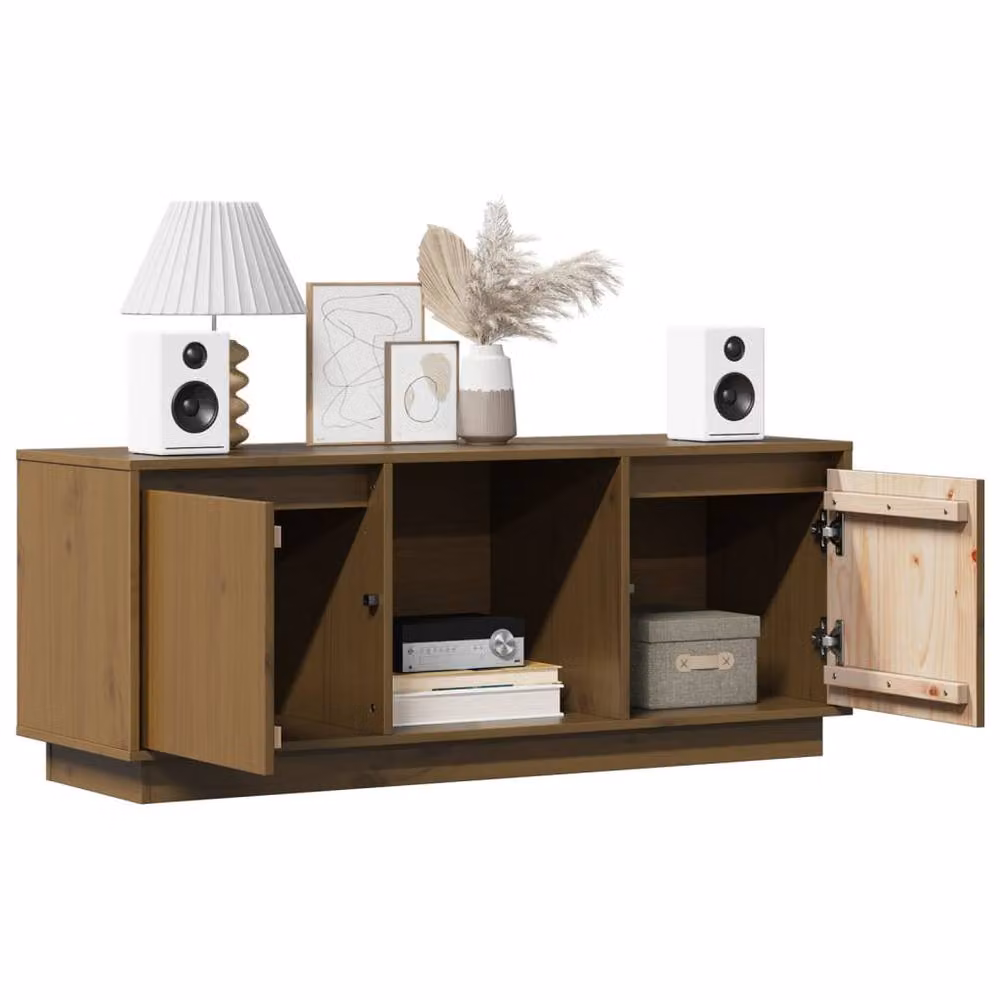 Berkfield Home Modern TV Cabinet in Honey Brown Solid Pine Wood, W/D/H: 110.5 x 35 x 44 cm – 3