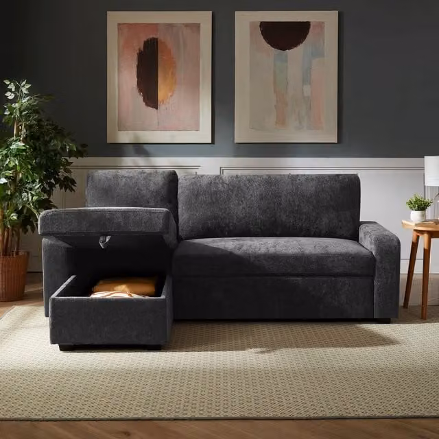 Artemis Home Coeburn Reversible L-Shape Corner Sofabed with Storage in Dark Grey