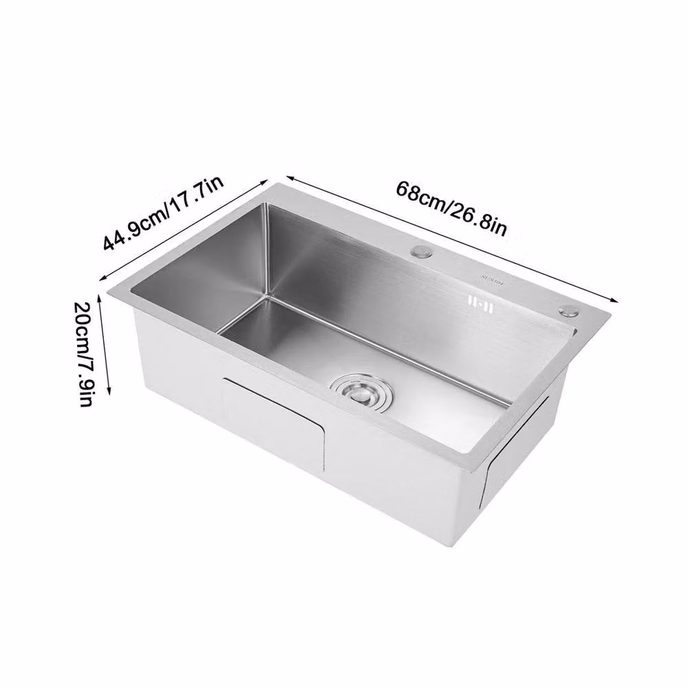 PAWNORA 304 Stainless Steel Waterfall Kitchen Sink in Silver – 2