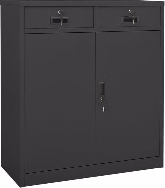 Berkfield Home Office Steel Cabinet in Anthracite and Black, W/D/H: 90 x 40 x 102 cm