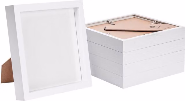Nicola Spring Set of 5 White Square 3D Box Photo Frames, 20.32 x 20.32 cm