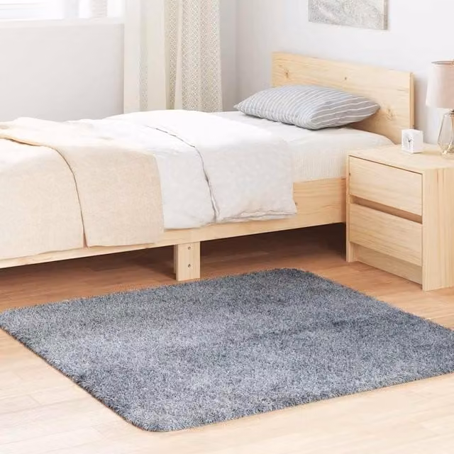 Berkfield Home NAVARRA Shaggy High Pile Rug, Silver Grey, W/D: 120 x 120 cm