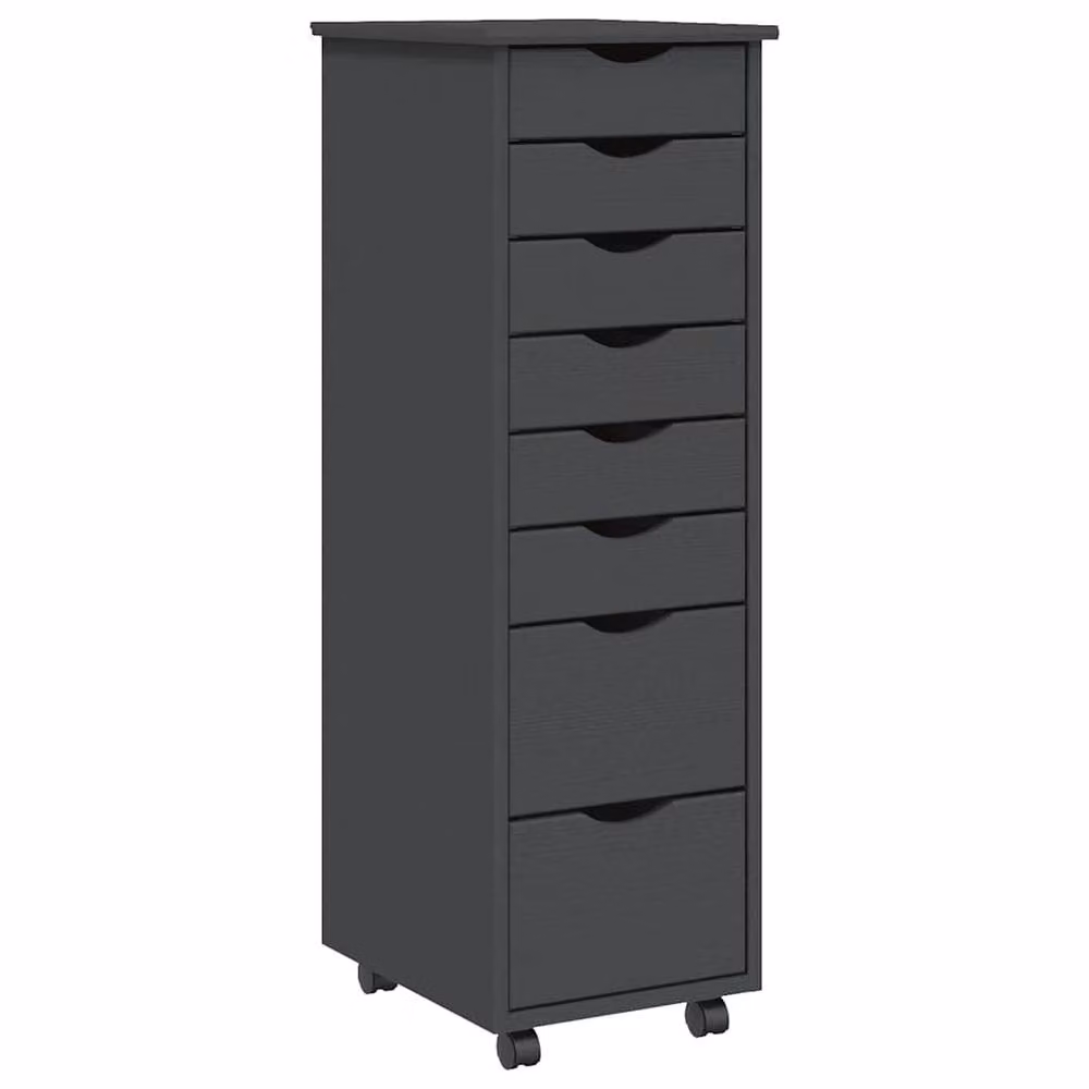 Berkfield Home Rolling Cabinet with Drawers in Moss Grey Solid Pine Wood, W: 39.0 cm, D: 34.0 cm, H: 103.0 cm – 2