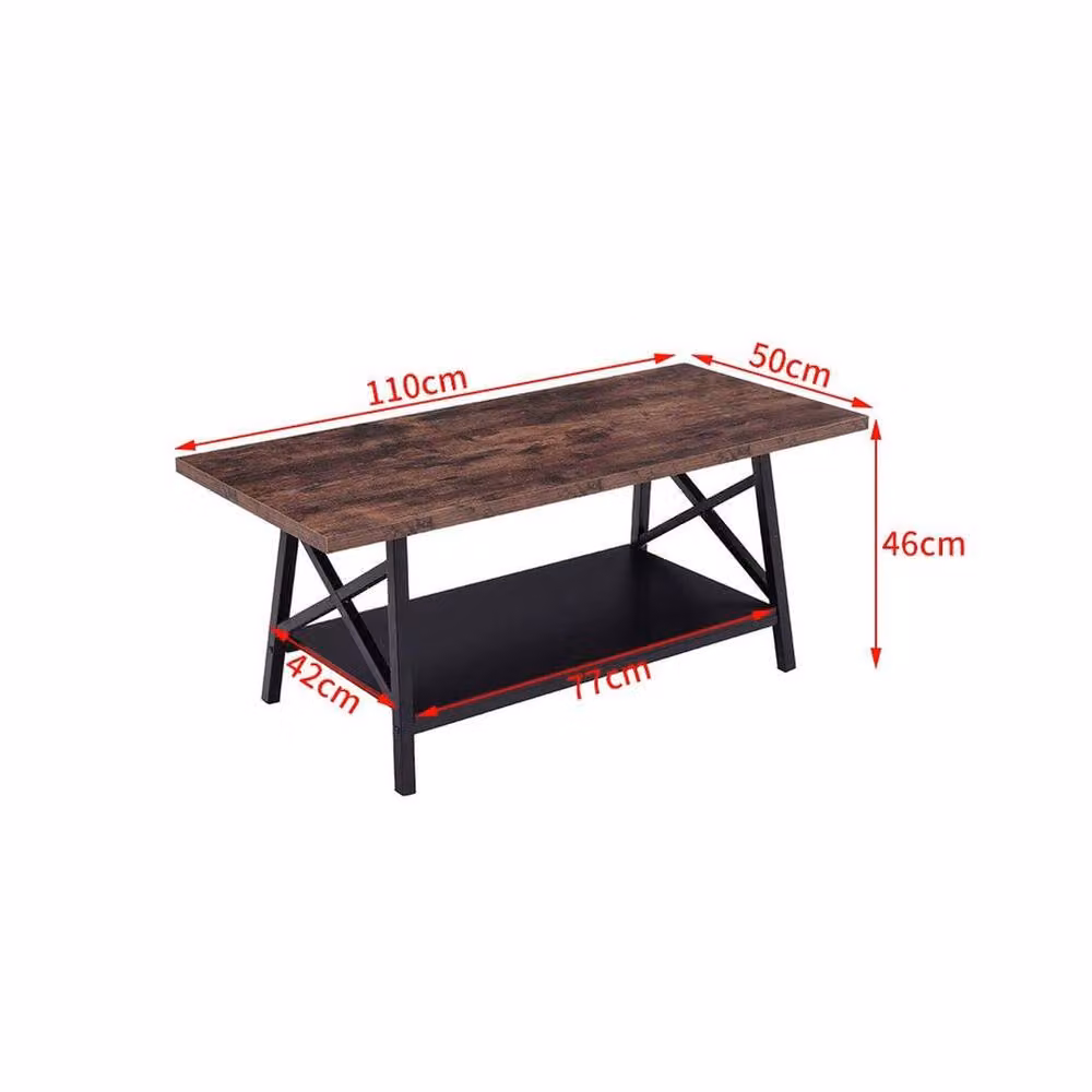 KORVIXA Rustic Brown Wooden Square Coffee Table with Storage, W/D/H: 100 x 100 x 46 cm – 2