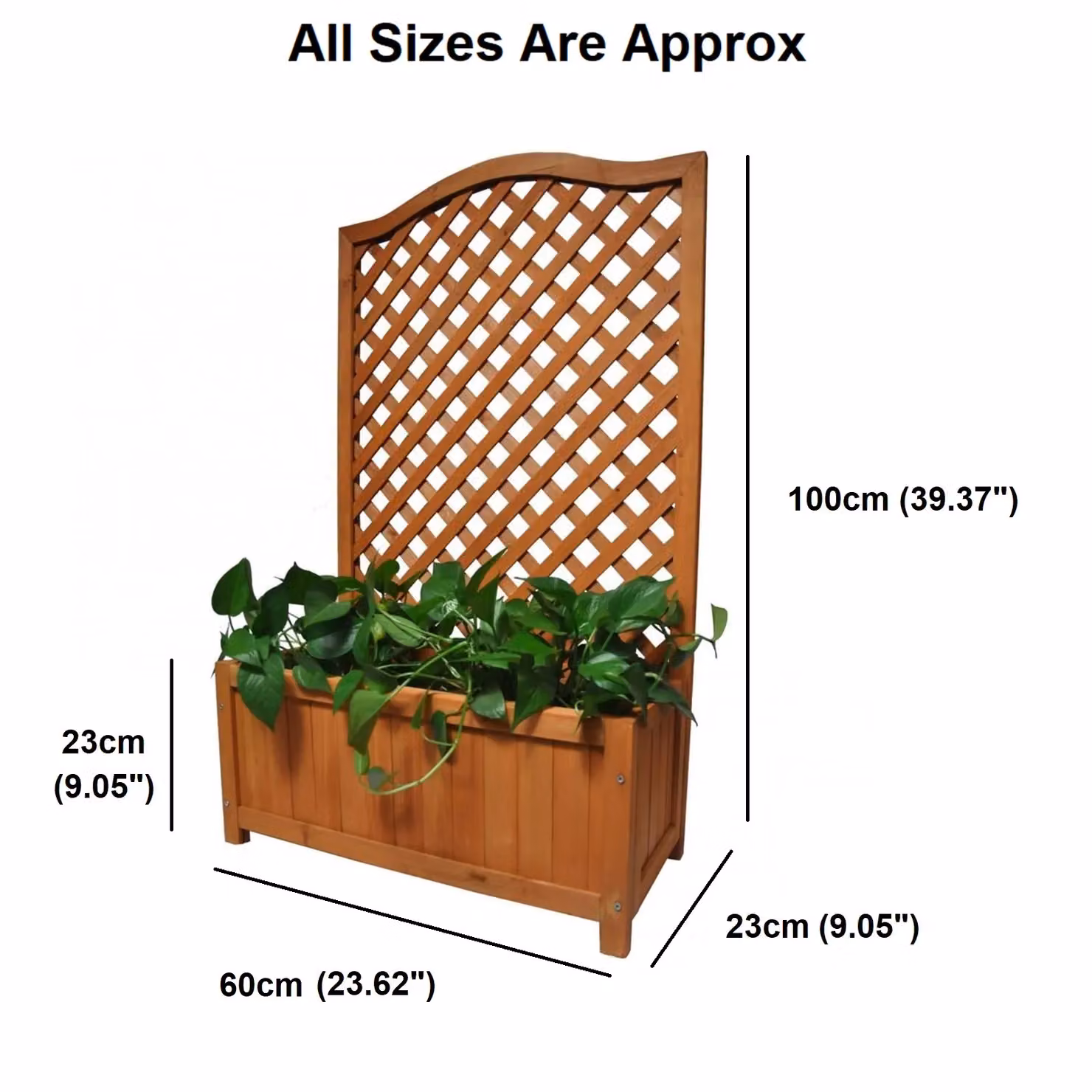 Gr8 Garden Wooden Planter with Lattice Trellis in Brown, W: 100.0 cm, D: 60.0 cm, H: 23.0 cm – 3