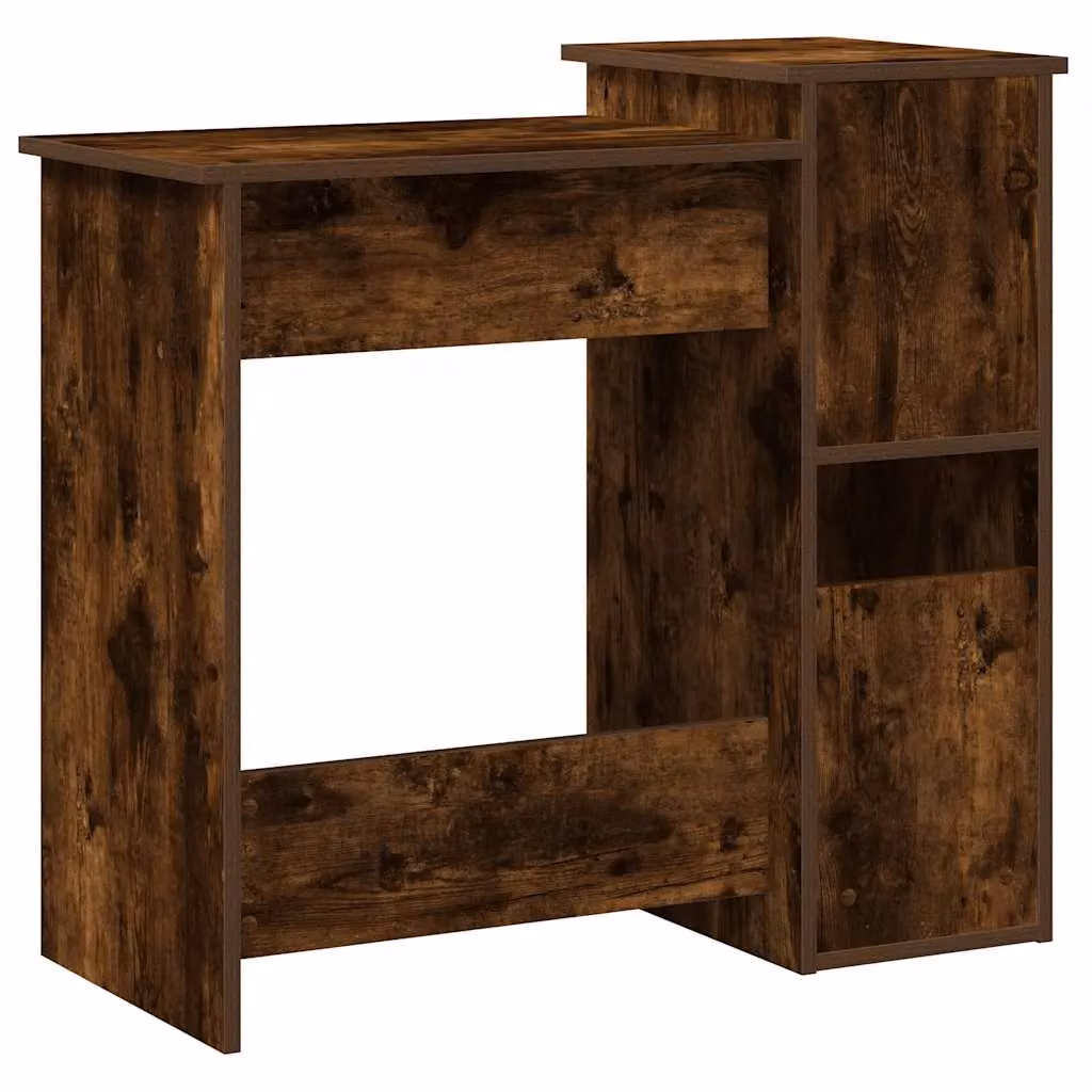 Berkfield Home Computer Desk with Shelves in Smoked Oak Brown, W/D/H: 84 x 40 x 78 cm – 4