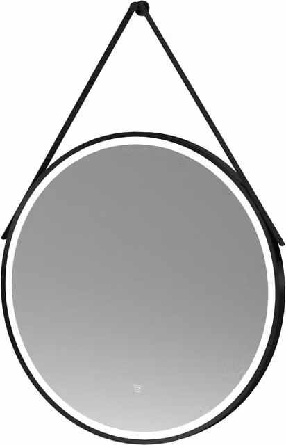 Balterley Round LED Touch Sensor Mirror with Demister Strap in Matt Black, Width: 80 cm