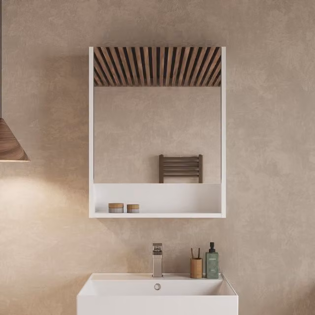 Banyetti Mino Single Door Bathroom Mirror Cabinet - White