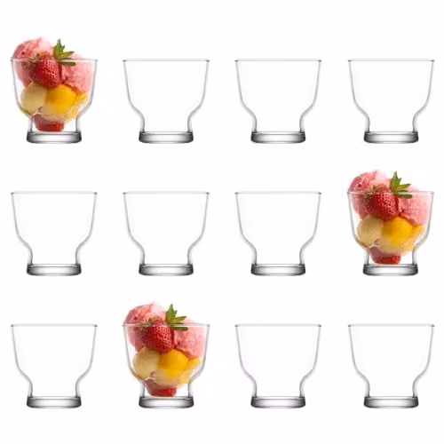 LAV Petit Glass Ice Cream Bowls, 240ml, Pack of 12, Transparent