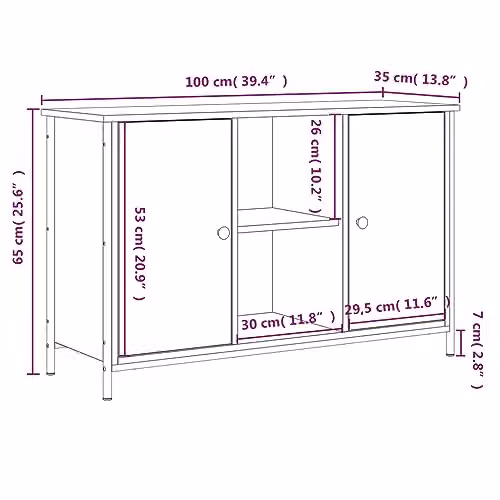 vidaXL Industrial Grey TV Cabinet with Media Compartments, W/D/H: 100 x 35 x 65 cm – 3