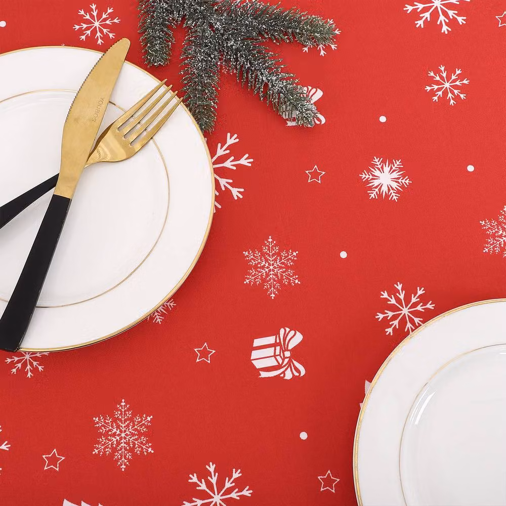 London Boutique Red Christmas Round Tablecloth, Waterproof and Washable, Diameter: 152.4 cm – 4