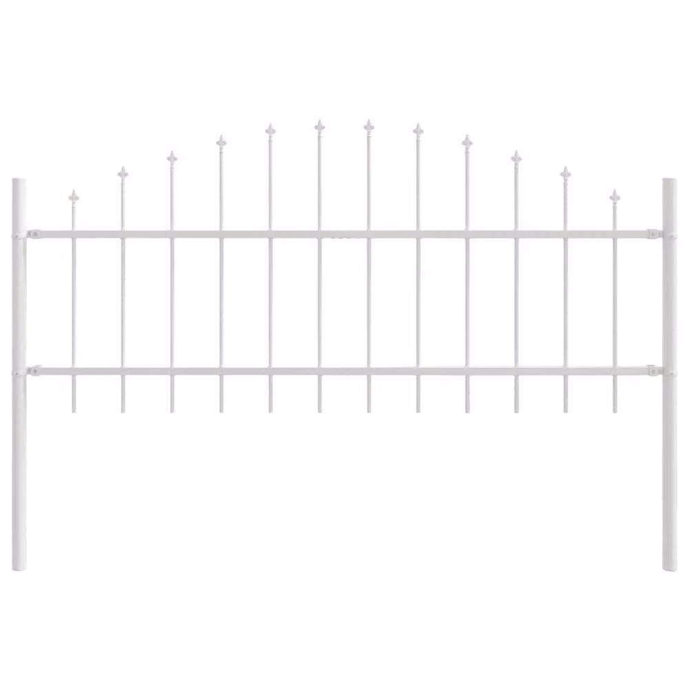 Berkfield Home White Steel Hoop Top Garden Fence, H: 170 cm x W: 75 cm x D: 75 cm – 2