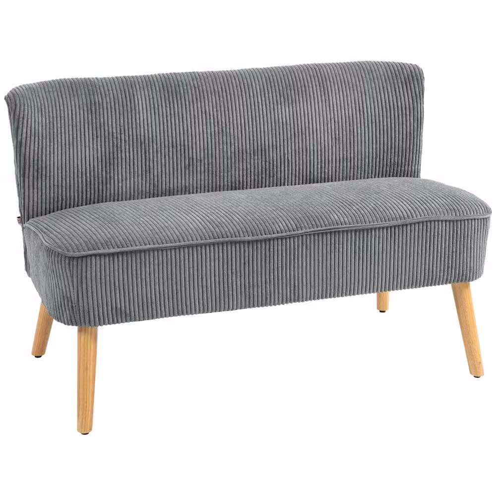Wyld Haus Dinovi 2 Seater Grey Corduroy Sofa with Natural Wooden Legs – 2