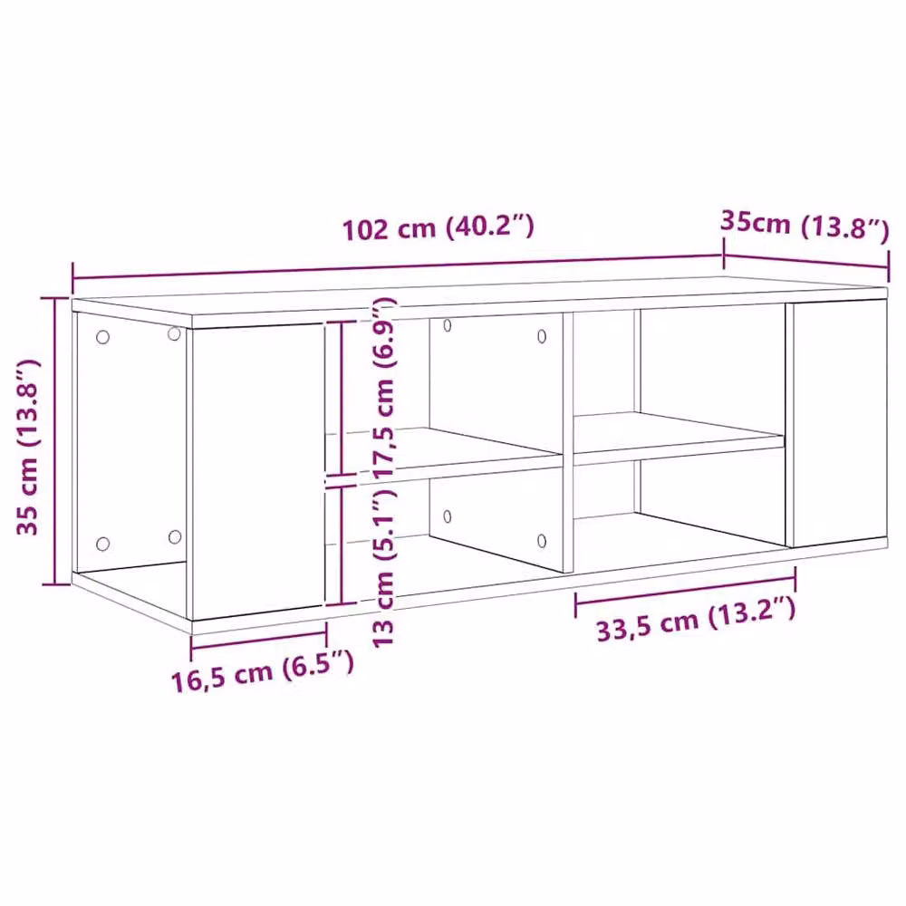 Berkfield Home Black Oak TV Cabinet, W/D/H: 102 x 35 x 35 cm – 5